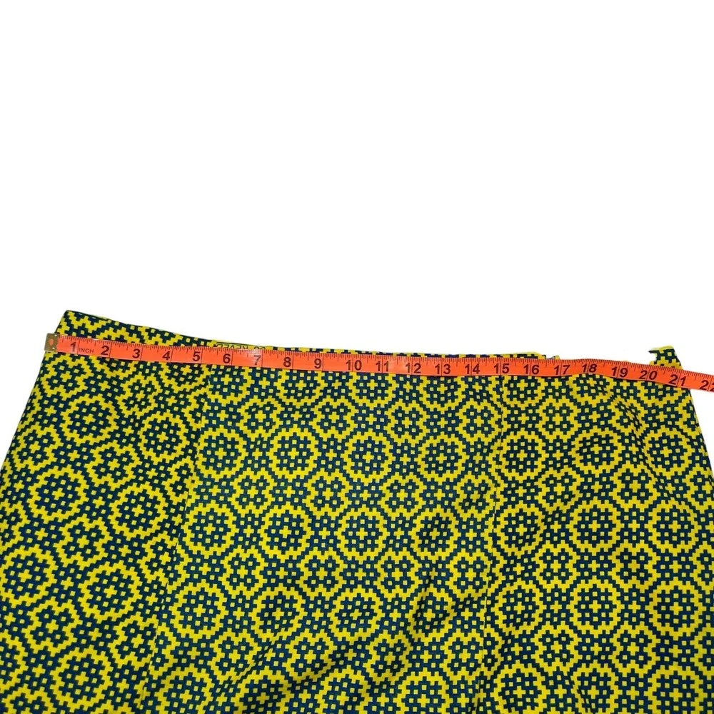 Handmade XL Yellow Navy Geometric Peplum Top Maxi Skirt Set Puff Sleeve Retro
